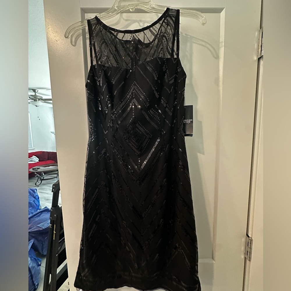 American Living Black Sequin Midi Dress